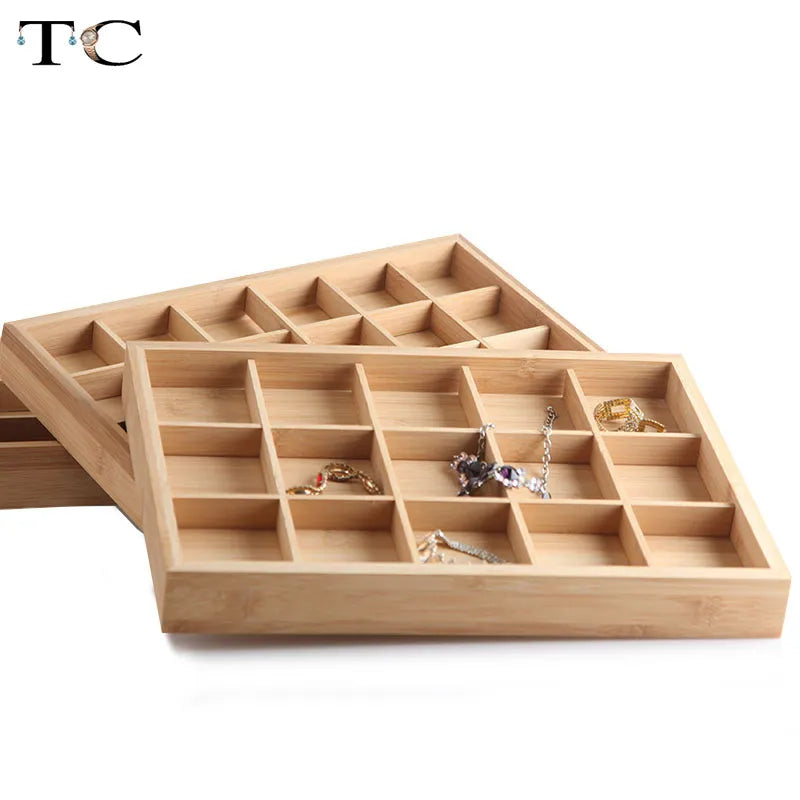 Natural Bamboo Wood Jewelry Tray Display Disk Ring Necklace Bracelet Jewelry Display Props Jewelry Storage Tray