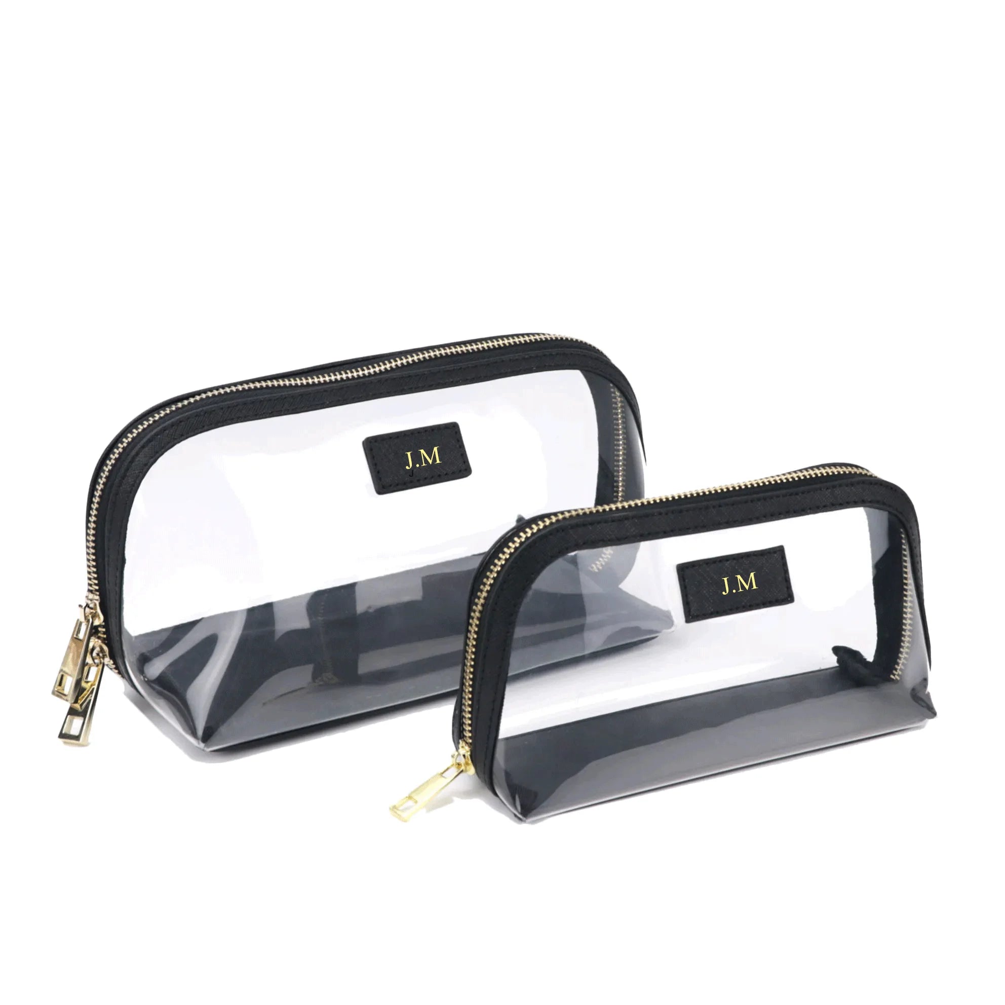 Custom Genuine Leather Travel Cosmetic Bag Set Waterproof Makeup Brush Storage Bag Portable Transparent PVC TPU Cosmetic Bag